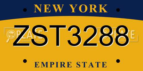 ZST3288 New York License Plate