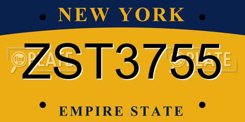 ZST3755 New York License Plate