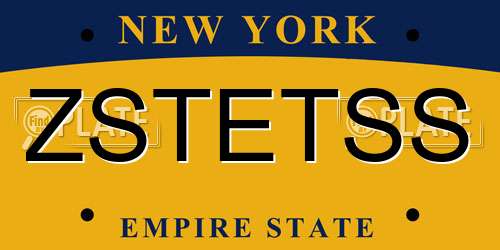 ZSTETSS New York License Plate