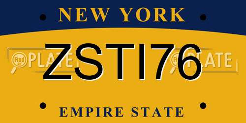 ZSTI76 New York License Plate