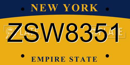 ZSW8351 New York License Plate