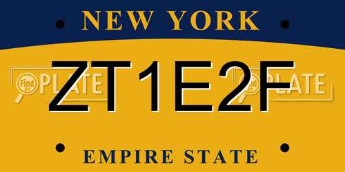 ZT1E2F New York License Plate
