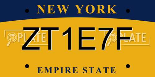 ZT1E7F New York License Plate