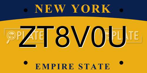 ZT8V0U New York License Plate