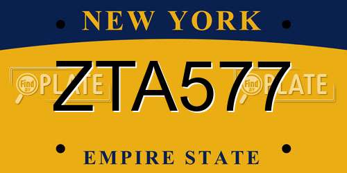 ZTA577 New York License Plate