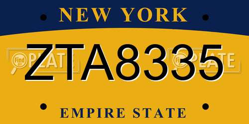 ZTA8335 New York License Plate