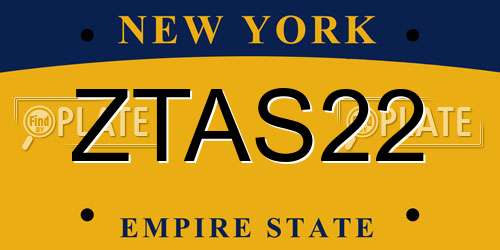 ZTAS22 New York License Plate
