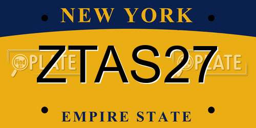 ZTAS27 New York License Plate