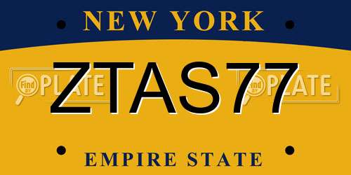 ZTAS77 New York License Plate