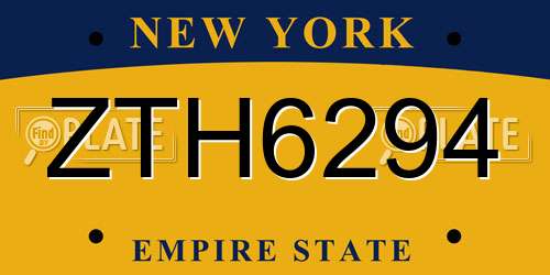 ZTH6294 New York License Plate