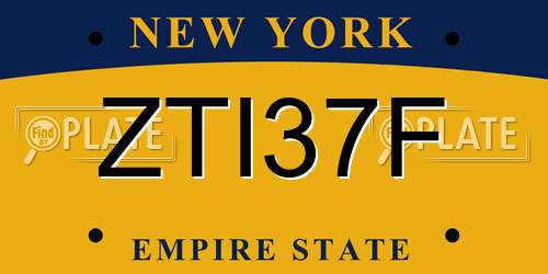 ZTI37F New York License Plate