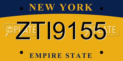 ZTI9155 New York License Plate