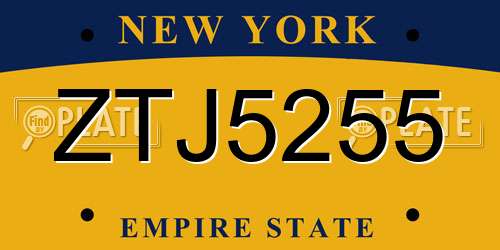 ZTJ5255 New York License Plate