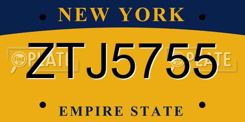 ZTJ5755 New York License Plate