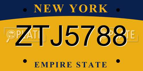 ZTJ5788 New York License Plate