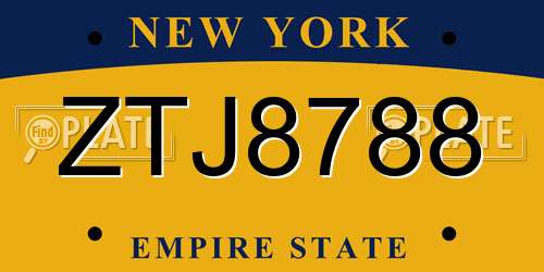 ZTJ8788 New York License Plate