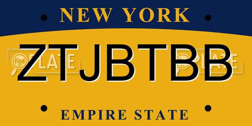 ZTJBTBB New York License Plate