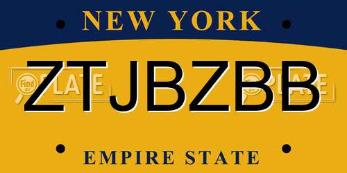 ZTJBZBB New York License Plate