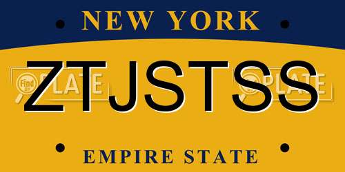 ZTJSTSS New York License Plate