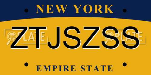 ZTJSZSS New York License Plate