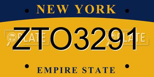 ZTO3291 New York License Plate