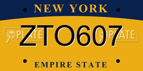 ZTO607 New York License Plate