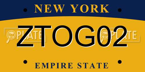 ZTOG02 New York License Plate