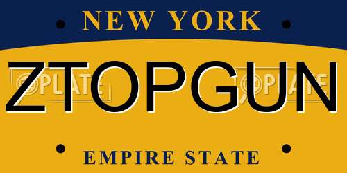 ZTOPGUN New York License Plate