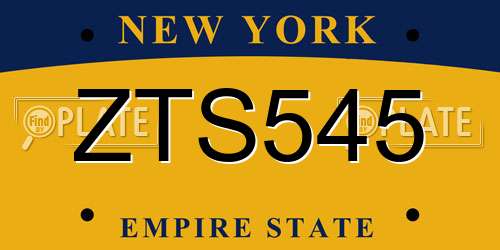 ZTS545 New York License Plate
