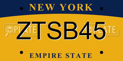 ZTSB45 New York License Plate