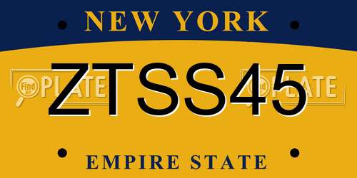 ZTSS45 New York License Plate