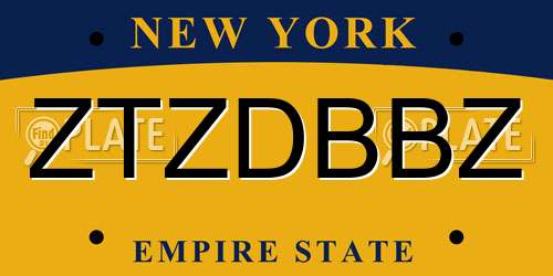 ZTZDBBZ New York License Plate