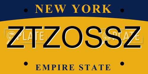 ZTZOSSZ New York License Plate