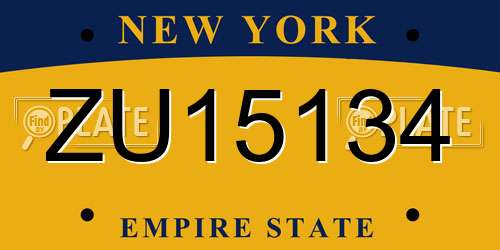 ZU15134 New York License Plate