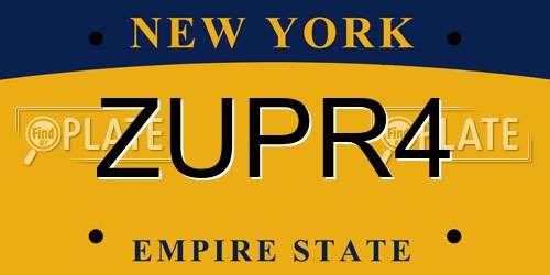 ZUPR4 New York License Plate