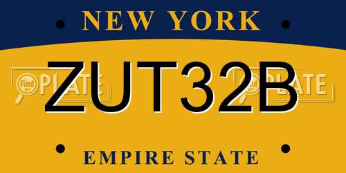 ZUT32B New York License Plate