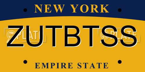 ZUTBTSS New York License Plate