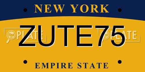 ZUTE75 New York License Plate