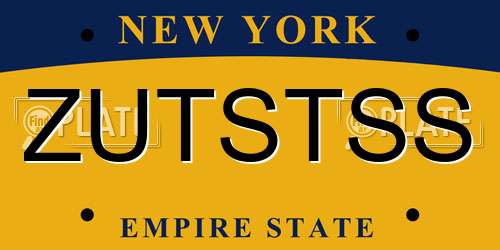 ZUTSTSS New York License Plate