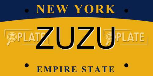 ZUZU New York License Plate