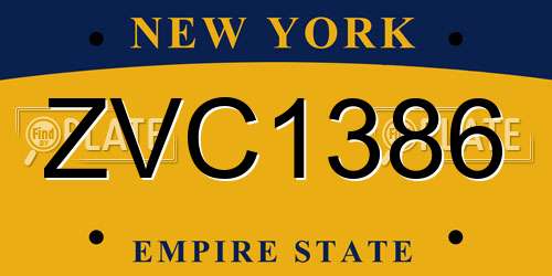ZVC1386 New York License Plate