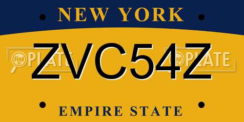 ZVC54Z New York License Plate