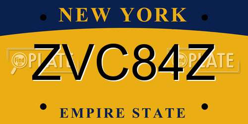 ZVC84Z New York License Plate