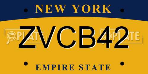 ZVCB42 New York License Plate