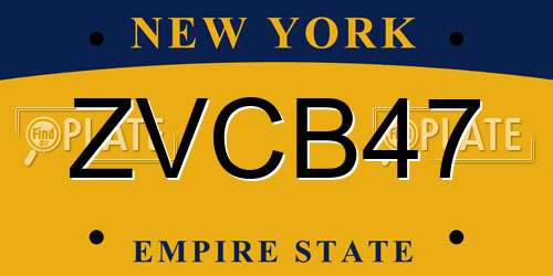 ZVCB47 New York License Plate