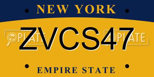 ZVCS47 New York License Plate