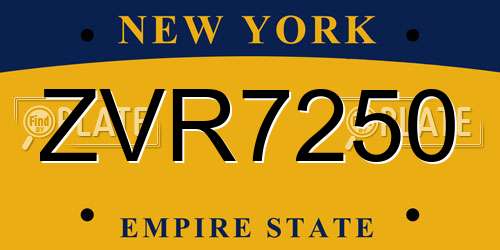 ZVR7250 New York License Plate