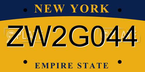 ZW2G044 New York License Plate