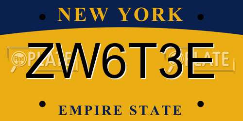 ZW6T3E New York License Plate