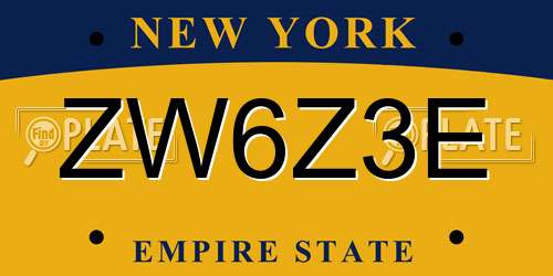 ZW6Z3E New York License Plate